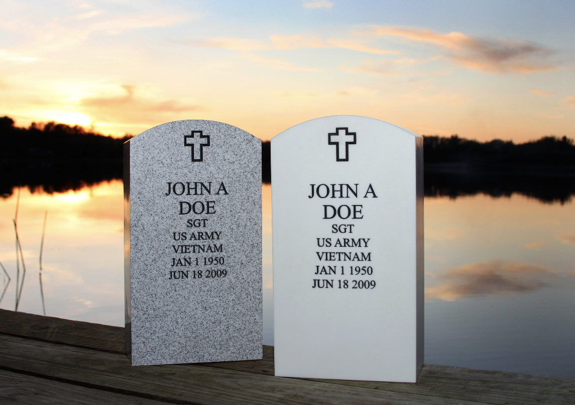 Granite and White Urns