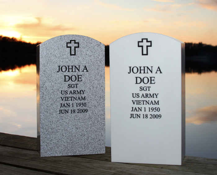 Granite and White Urns